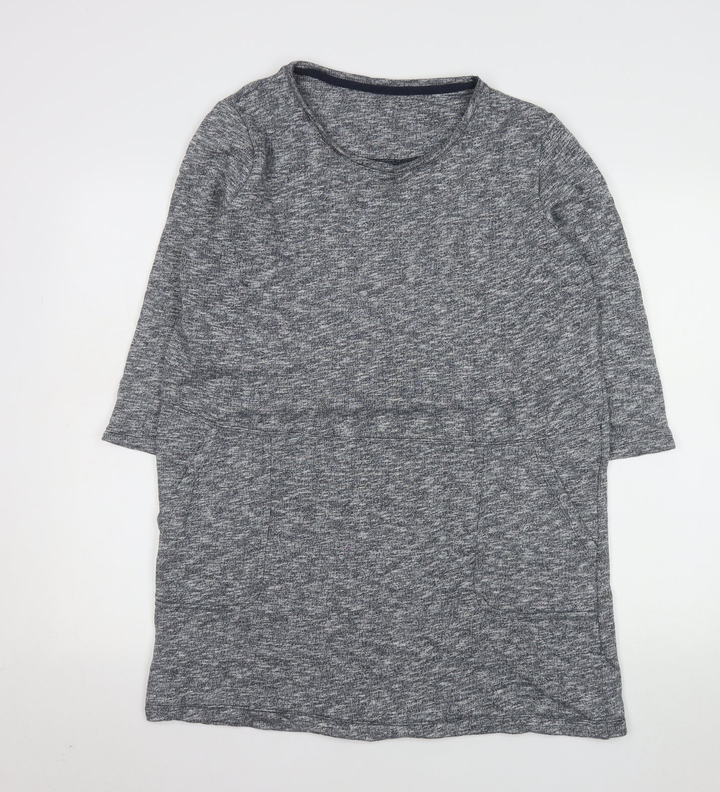 Tu Women Grey Cotton Shift Dress Size 16 Casual 3/4 Sleeve