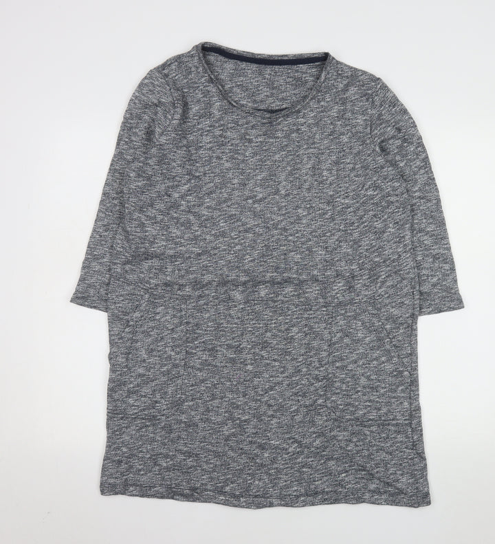 Tu Women Grey Cotton Shift Dress Size 16 Casual 3/4 Sleeve