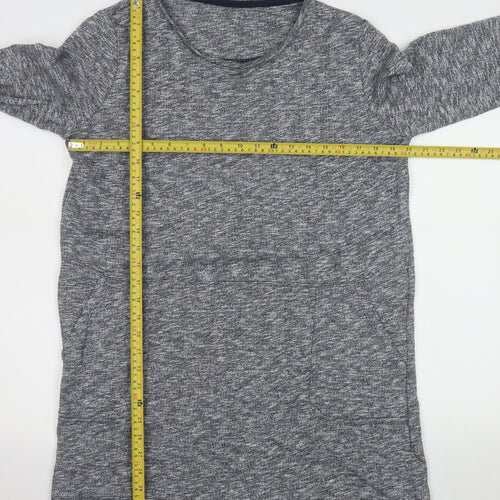 Tu Women Grey Cotton Shift Dress Size 16 Casual 3/4 Sleeve