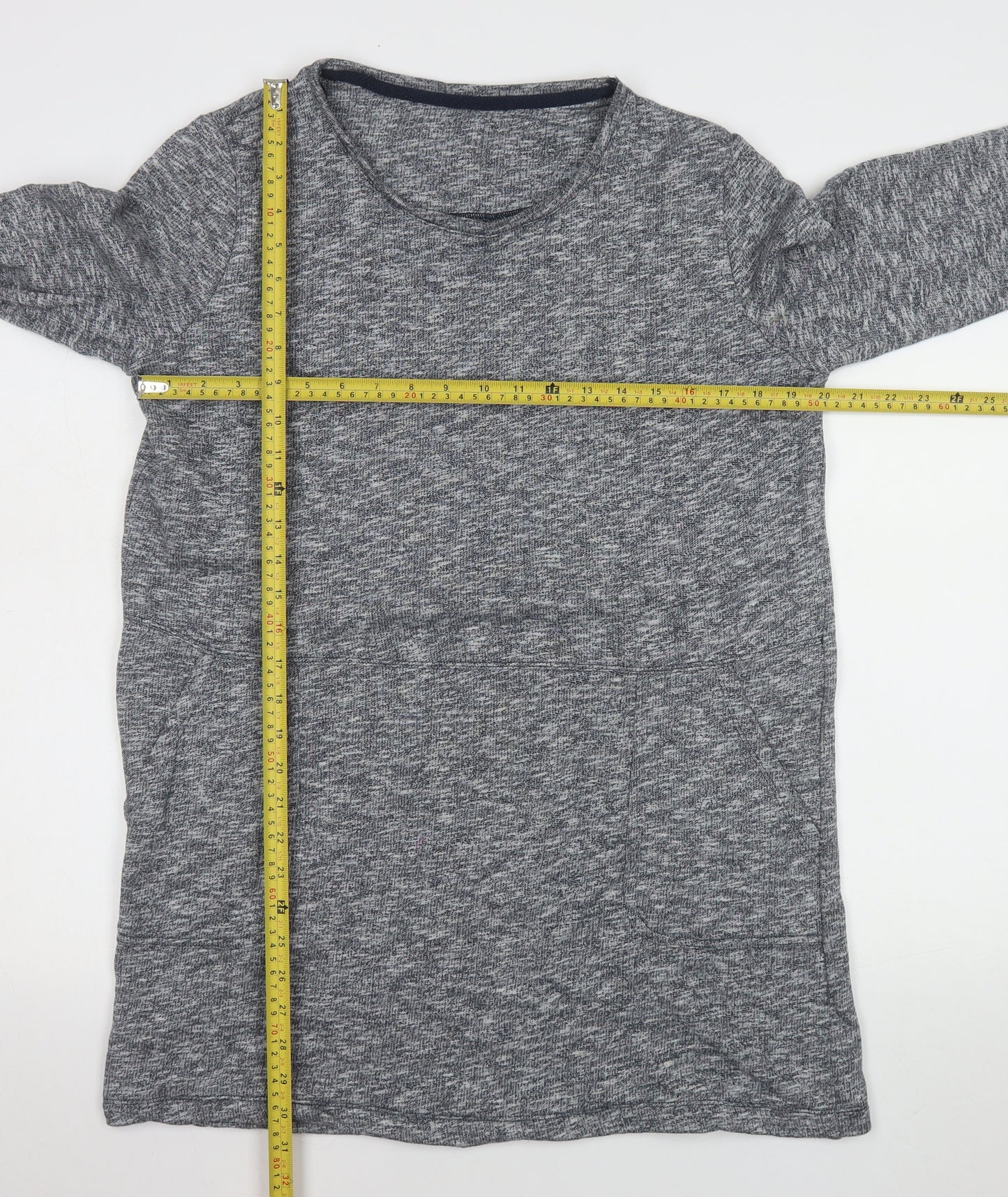 Tu Women Grey Cotton Shift Dress Size 16 Casual 3/4 Sleeve