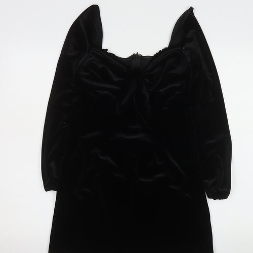 Narrated Womens Black Velvet Bodycon Mini Dress Size M Long Sleeve