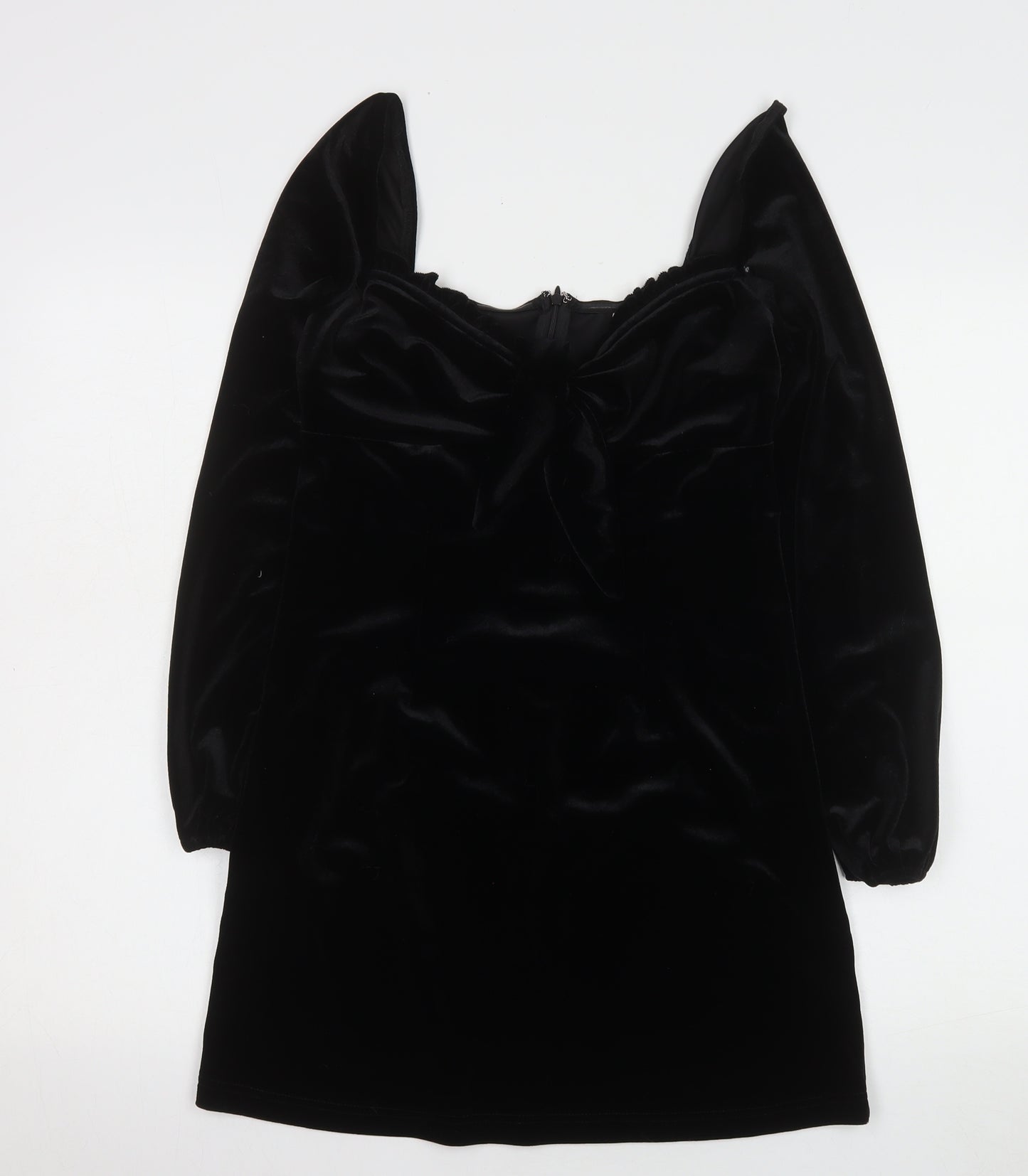 Narrated Womens Black Velvet Bodycon Mini Dress Size M Long Sleeve