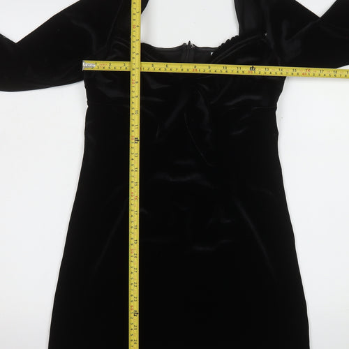 Narrated Womens Black Velvet Bodycon Mini Dress Size M Long Sleeve