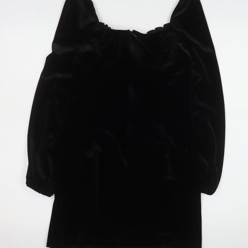 Narrated Womens Black Velvet Bodycon Mini Dress Size M Long Sleeve