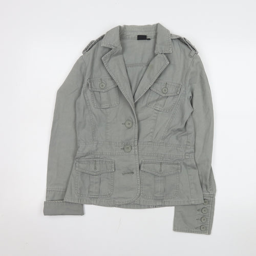 Designers at Debenhams Womens Grey Cotton Military Jacket Size 10