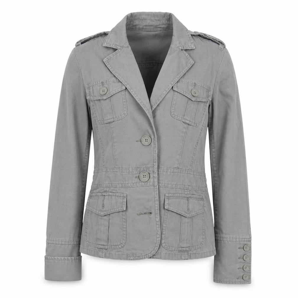 Designers at Debenhams Womens Grey Cotton Military Jacket Size 10