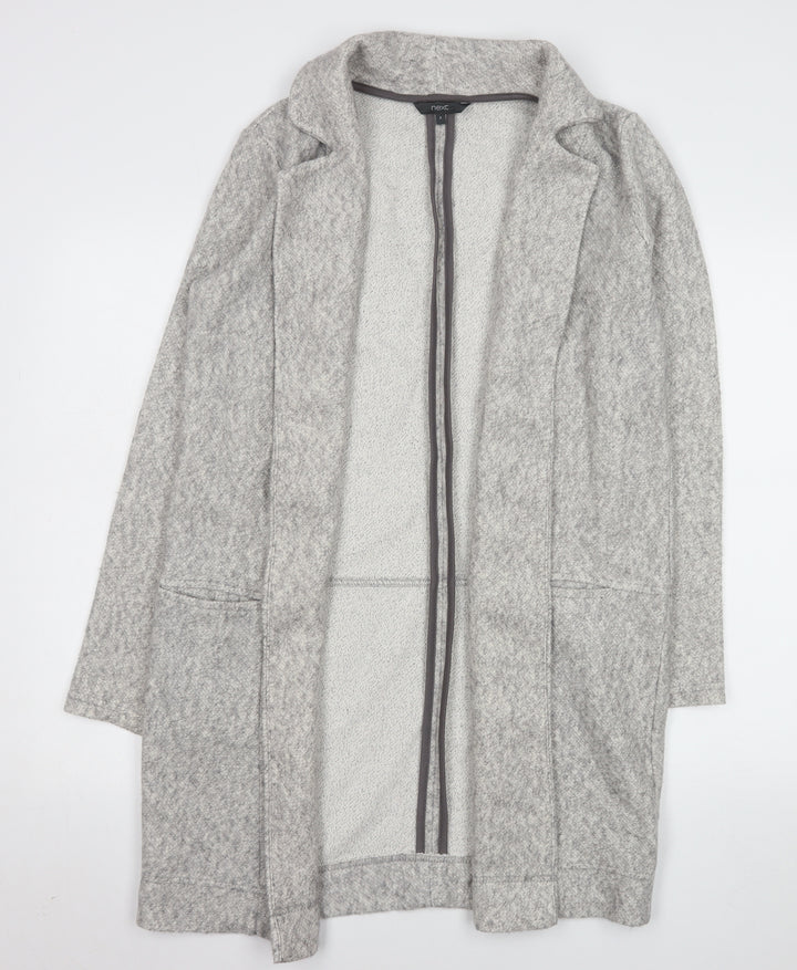 Next Womens Grey Cotton Blend Long Coatigan Size 8 Excellent
