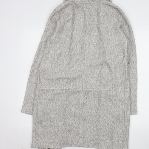 Next Womens Grey Cotton Blend Long Coatigan Size 8 Excellent