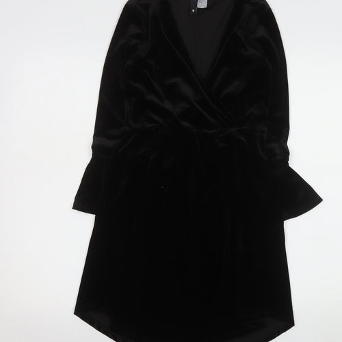 H&M Divided Women’s Black Velvet Wrap Dress Size 6