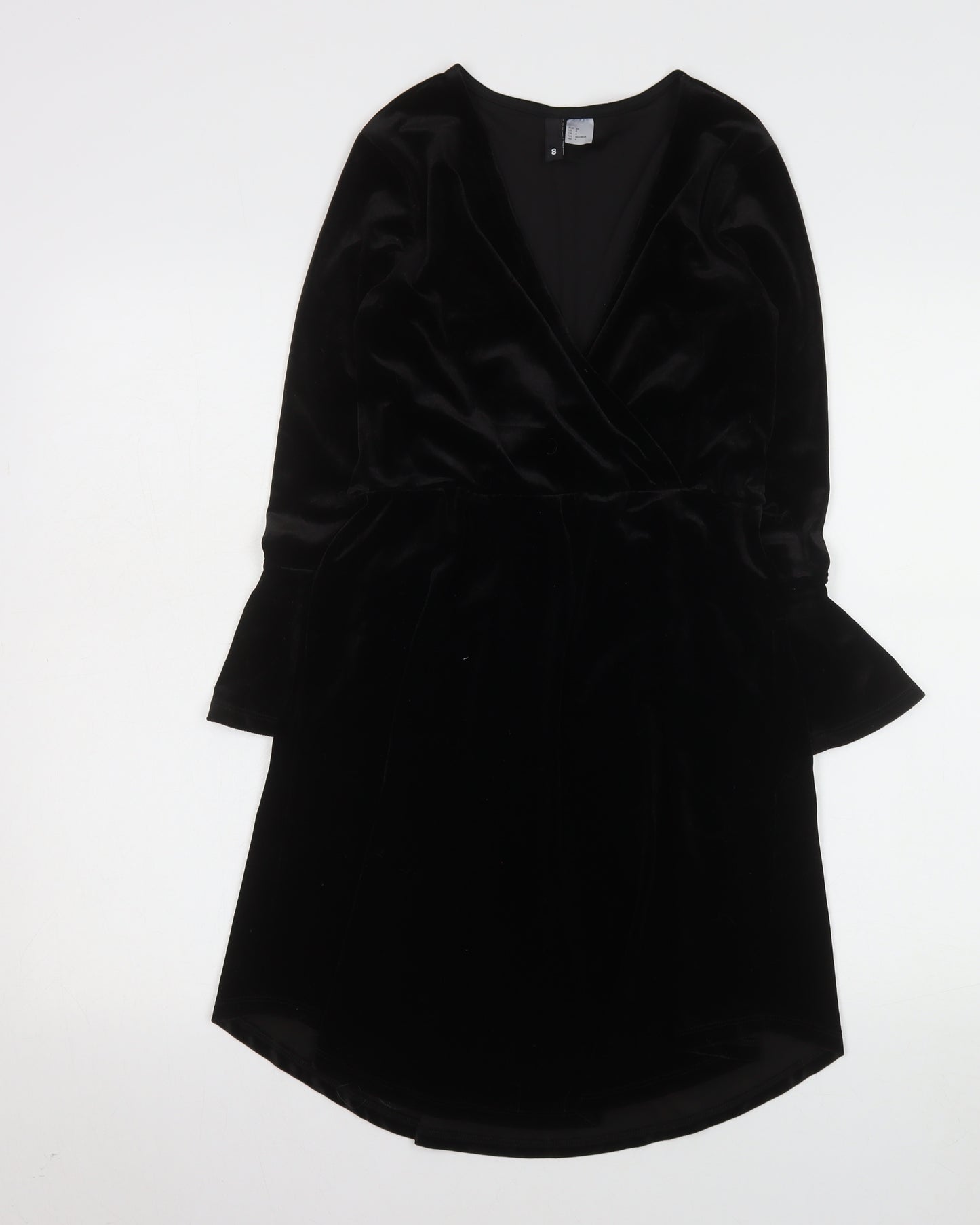 H&M Divided Women’s Black Velvet Wrap Dress Size 6