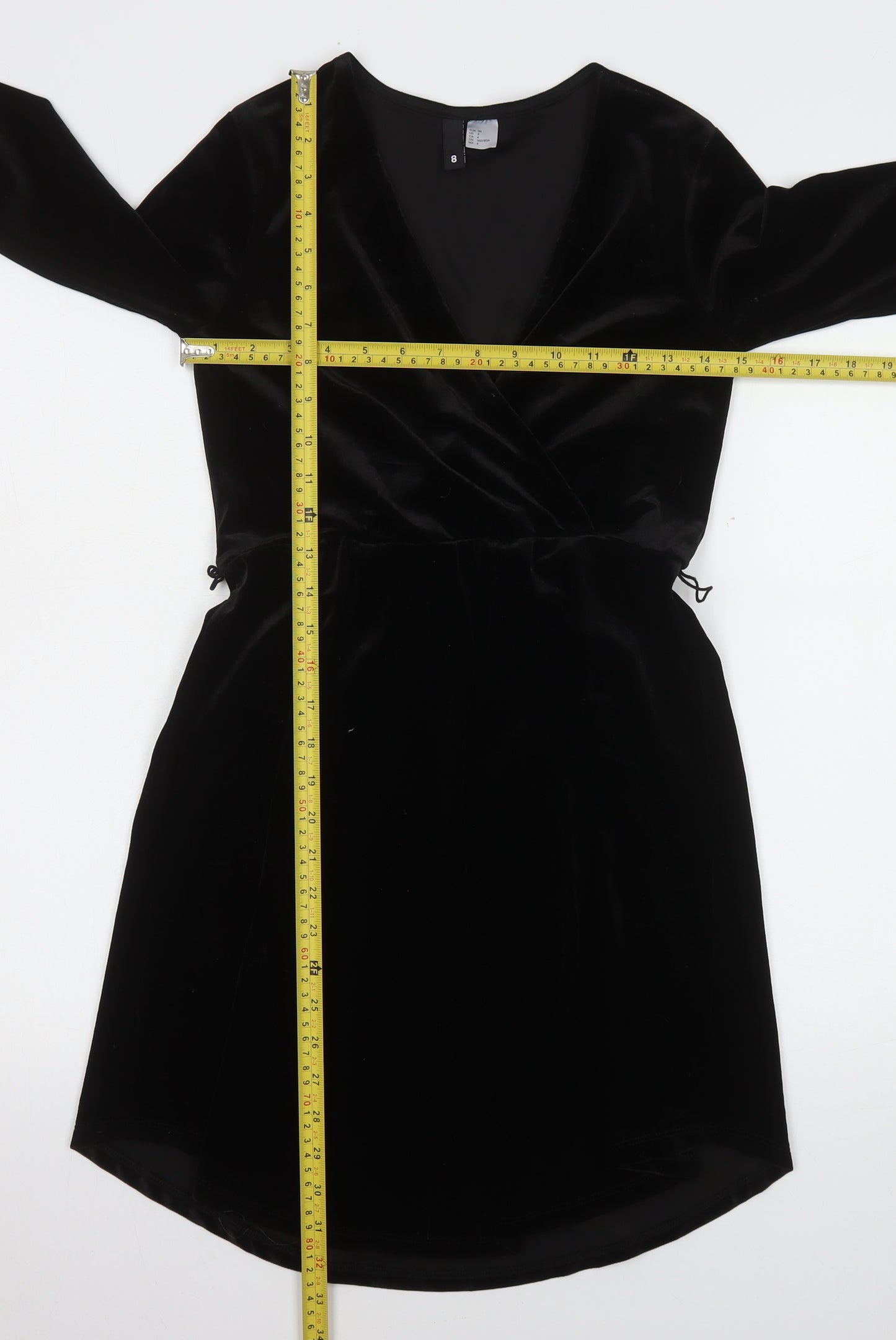 H&M Divided Women’s Black Velvet Wrap Dress Size 6