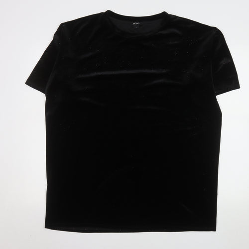 Monki Women's Black Velvet Short Sleeve T-Shirt Size 12