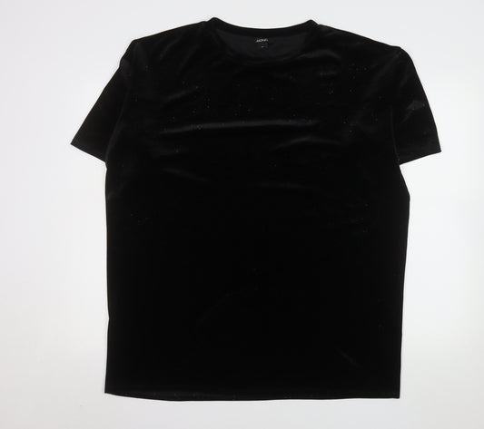 Monki Women's Black Velvet Short Sleeve T-Shirt Size 12