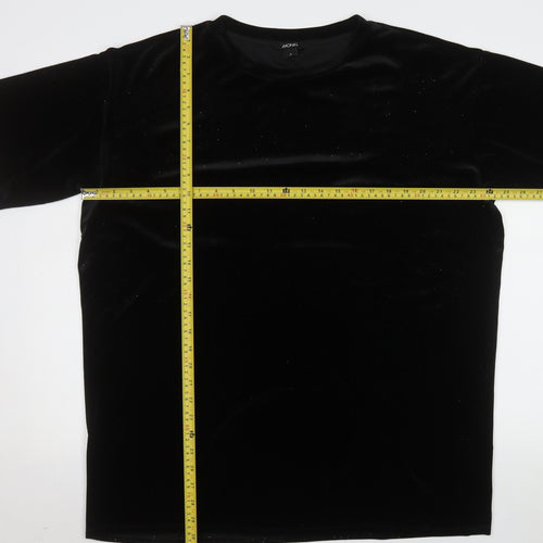 Monki Women's Black Velvet Short Sleeve T-Shirt Size 12