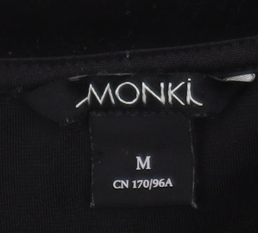 Monki Women's Black Velvet Short Sleeve T-Shirt Size 12