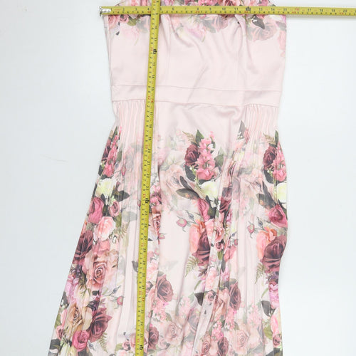 Chi Chi London Women’s Pink Floral Fit & Flare Halter Dress UK 8