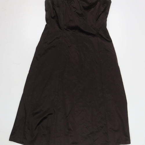 Coast Women's Brown Strapless A-Line Satin Dress Size 14