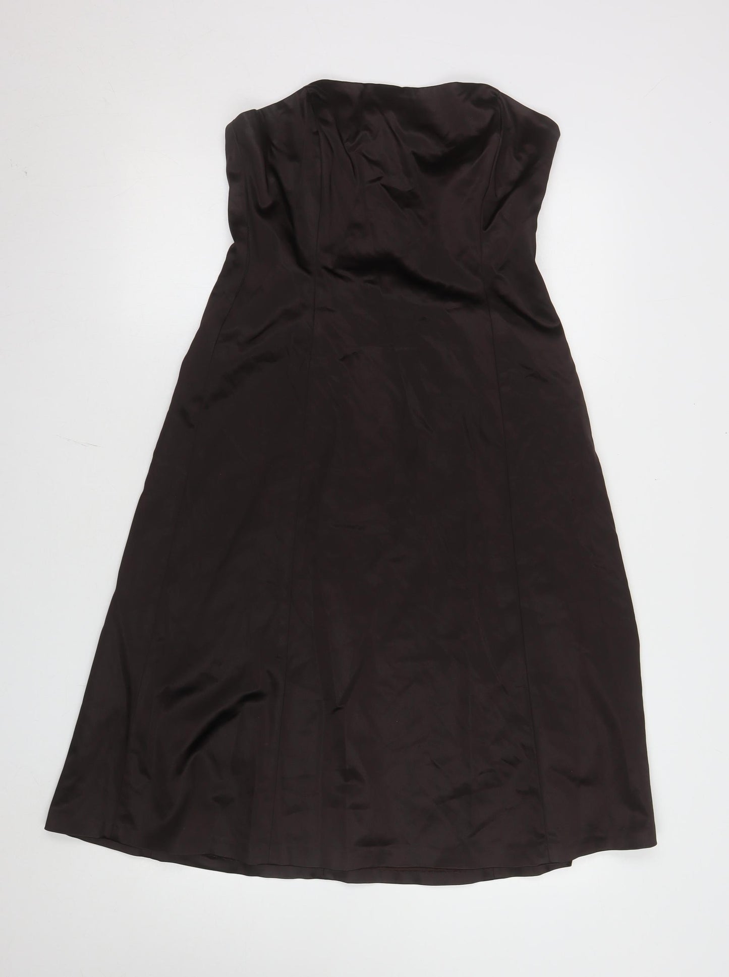 Coast Women's Brown Strapless A-Line Satin Dress Size 14