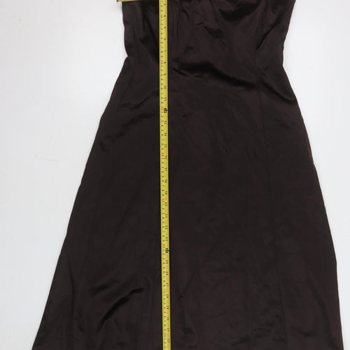 Coast Women's Brown Strapless A-Line Satin Dress Size 14