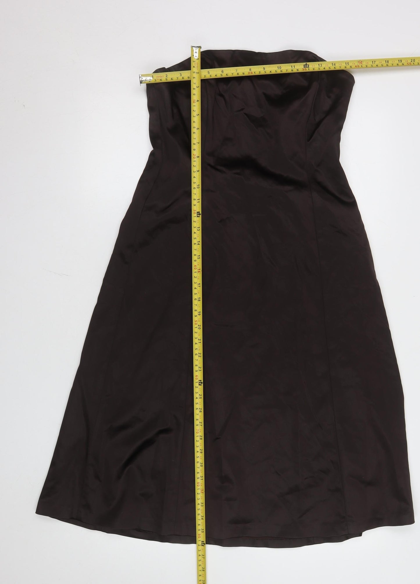 Coast Women's Brown Strapless A-Line Satin Dress Size 14