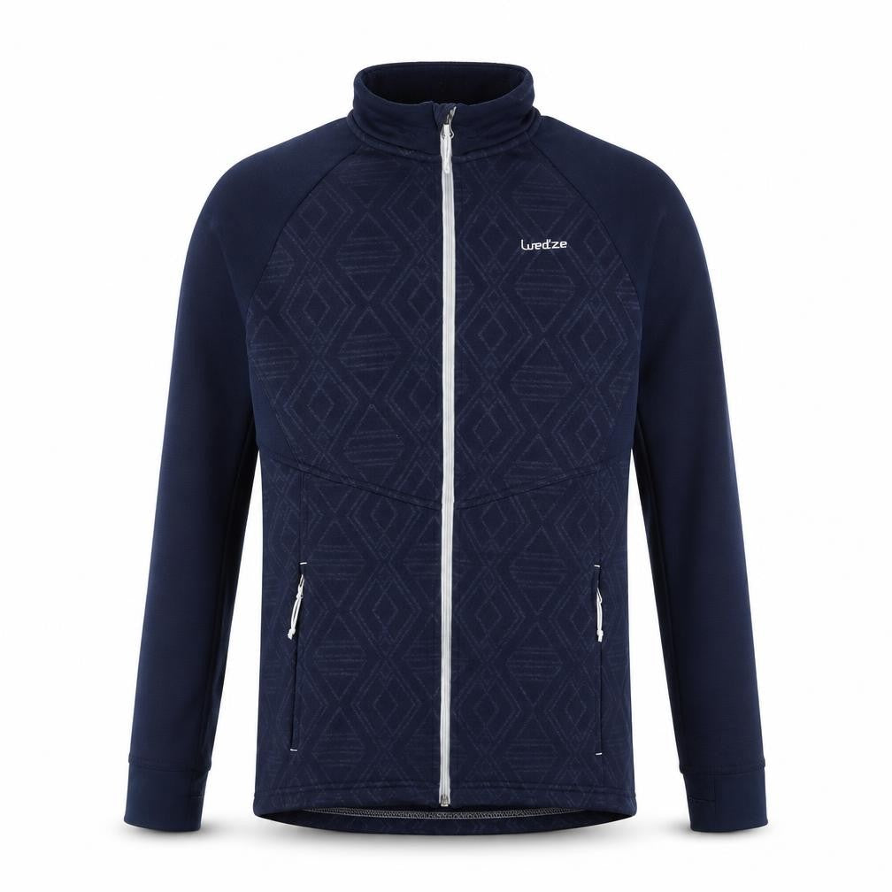 Front view of Wedze Men's Blue Softshell Ski Jacket, size M, Regular Fit