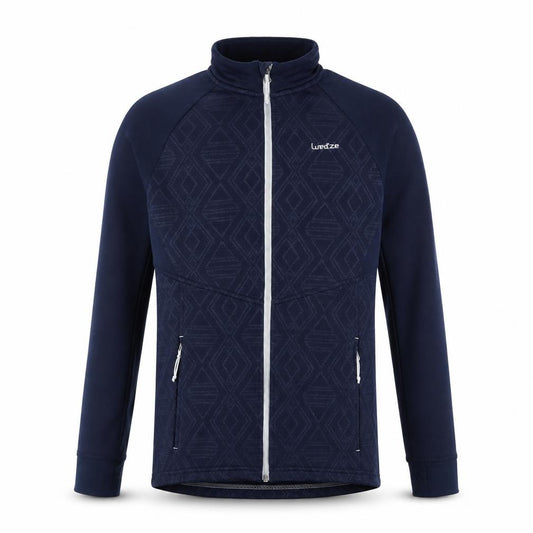 Front view of Wedze Men's Blue Softshell Ski Jacket, size M, Regular Fit