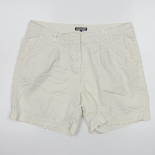 Tommy Hilfiger Women Ivory Chino Shorts Size 8 Pleated Twill Casual