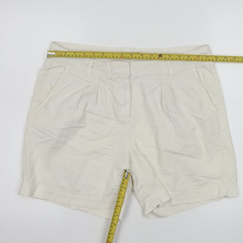 Tommy Hilfiger Women Ivory Chino Shorts Size 8 Pleated Twill Casual