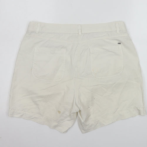 Tommy Hilfiger Women Ivory Chino Shorts Size 8 Pleated Twill Casual