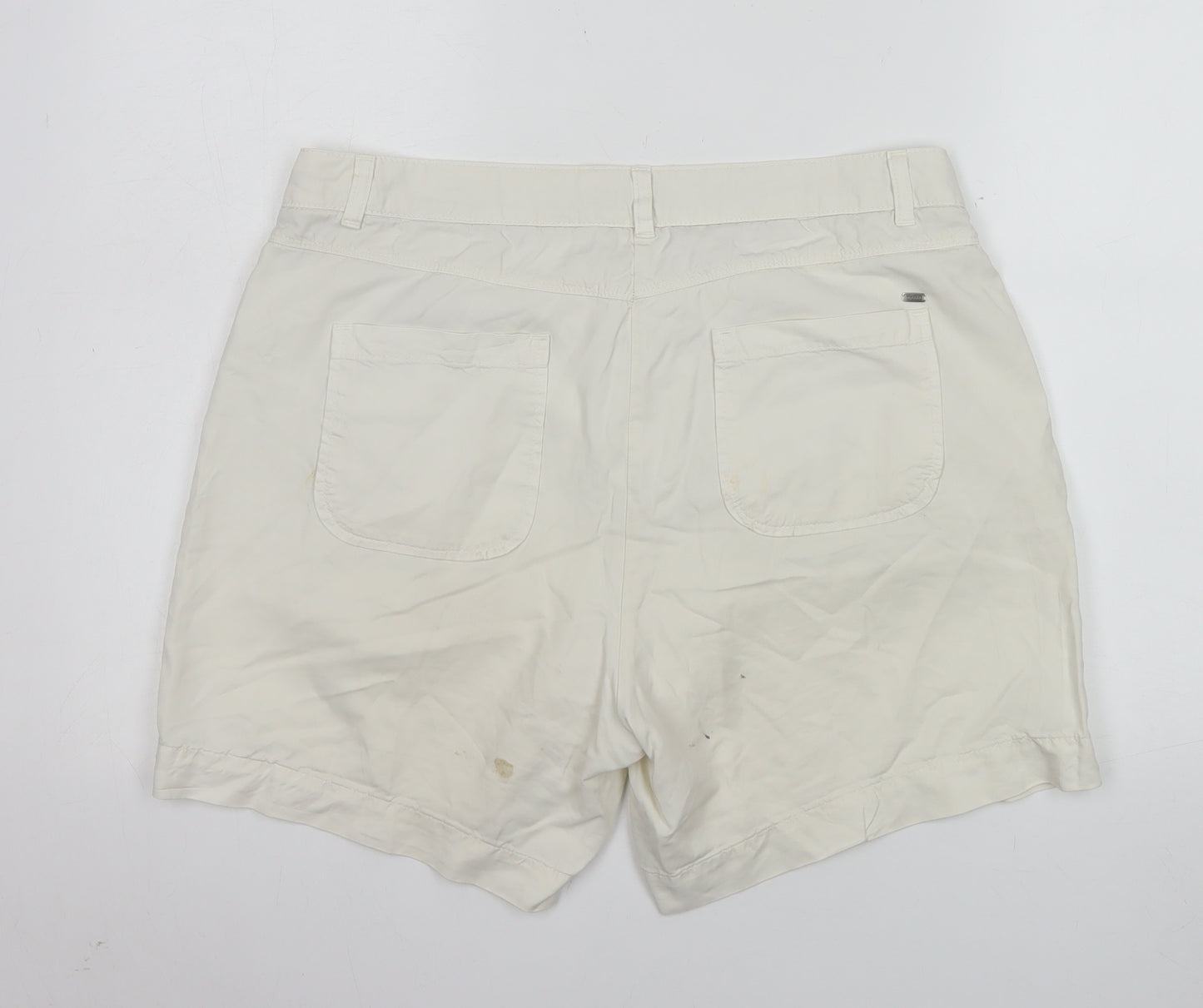 Tommy Hilfiger Women Ivory Chino Shorts Size 8 Pleated Twill Casual