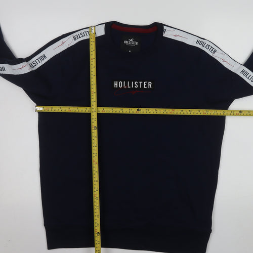 Hollister Men's Blue Logo Crew Neck Fleece Sweatshirt Medium