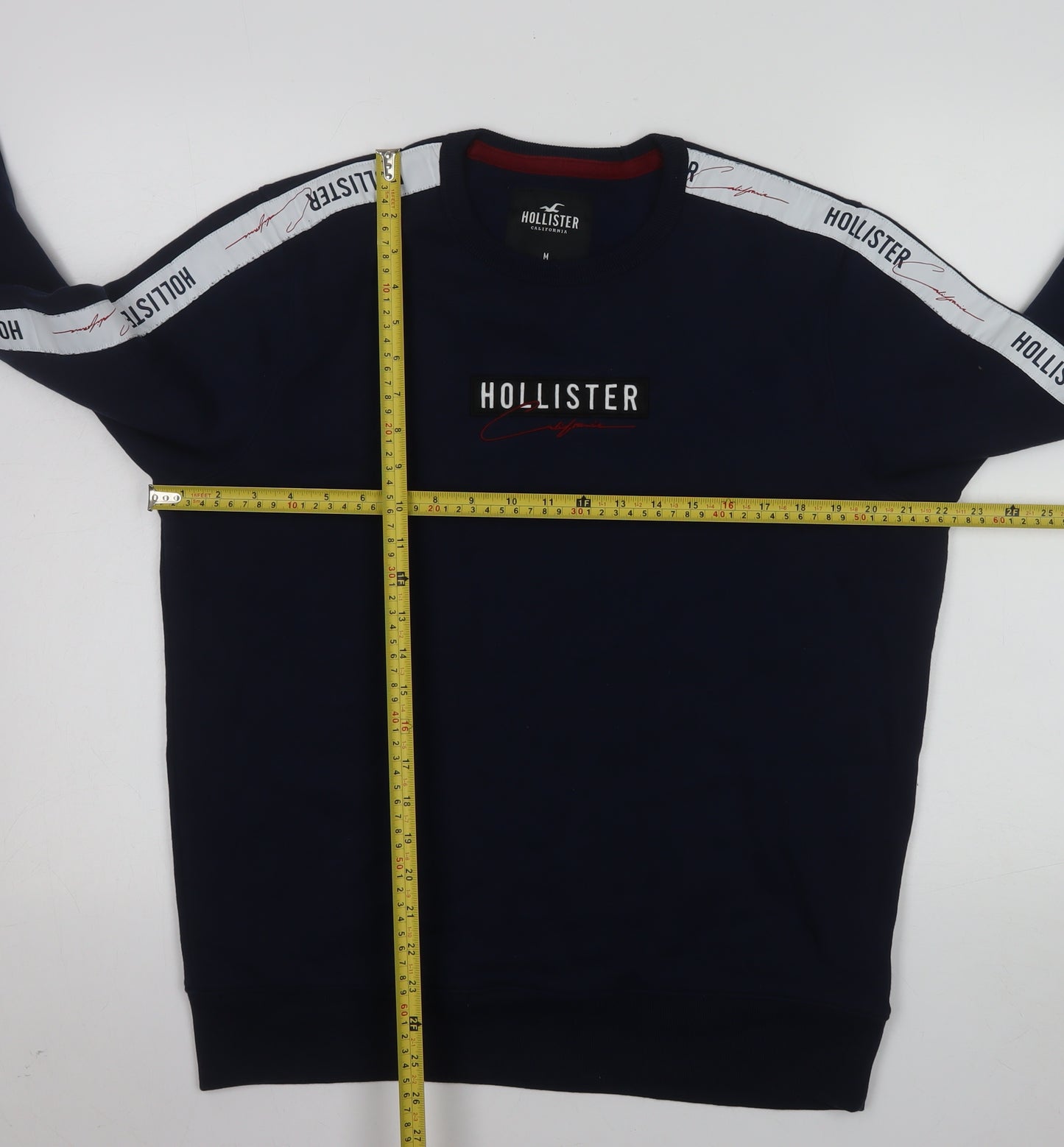 Hollister Men's Blue Logo Crew Neck Fleece Sweatshirt Medium