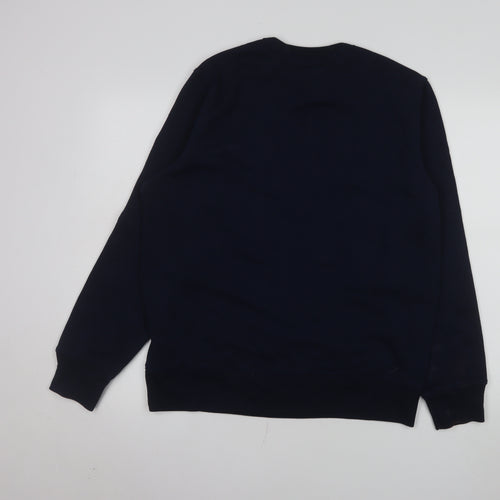 Hollister Men's Blue Logo Crew Neck Fleece Sweatshirt Medium