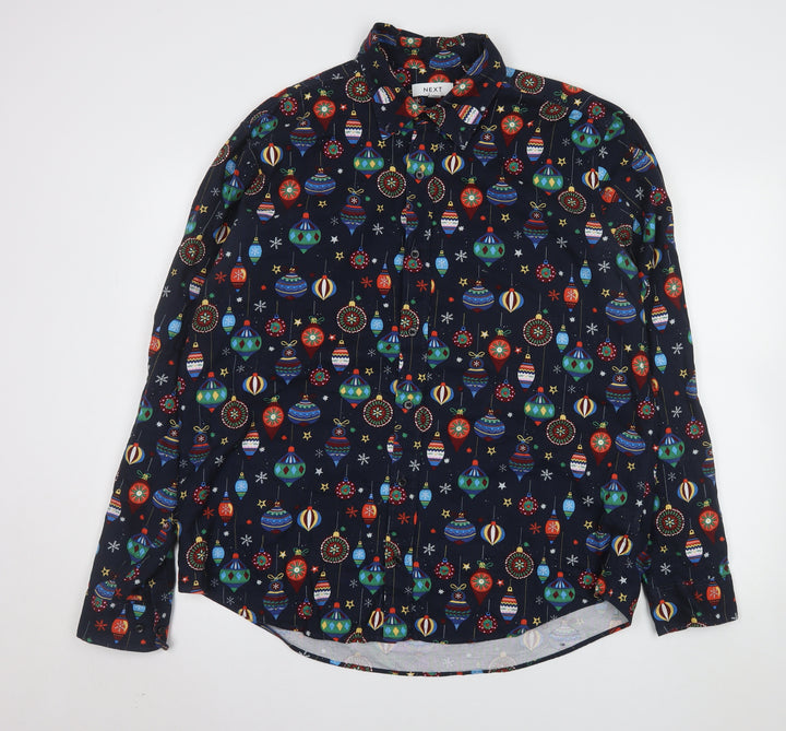 Next Men's Multicoloured Christmas Print Shirt XL Button-Up