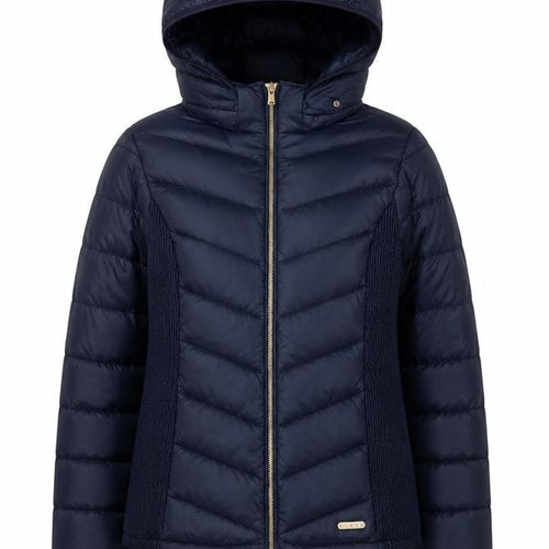 H&M Girls Blue Hooded Puffer Jacket Size 13 Years Polyester Autumn Winter