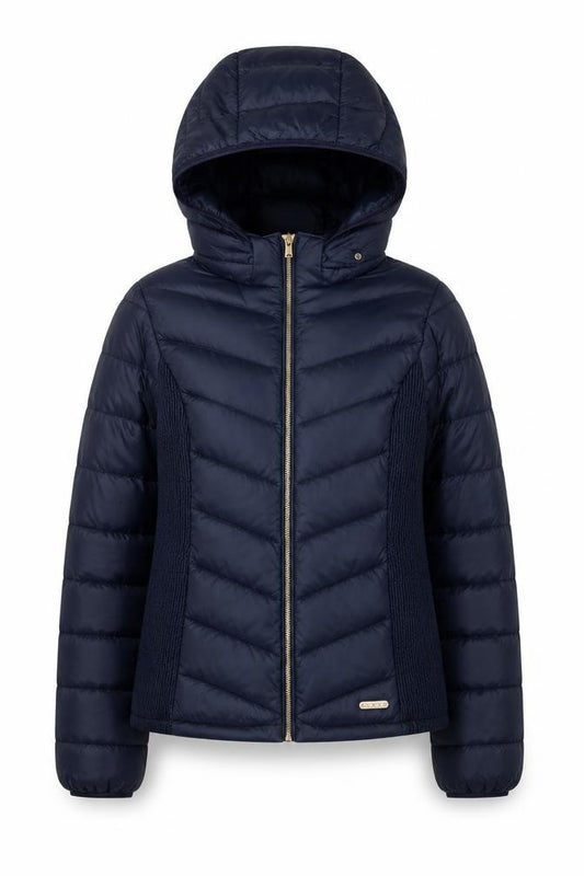 H&M Girls Blue Hooded Puffer Jacket Size 13 Years Polyester Autumn Winter