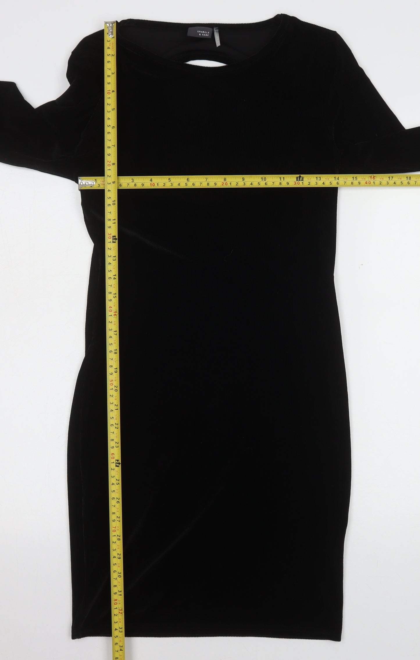Sparkle & Fade Women’s Black Velvet Bodycon Dress M