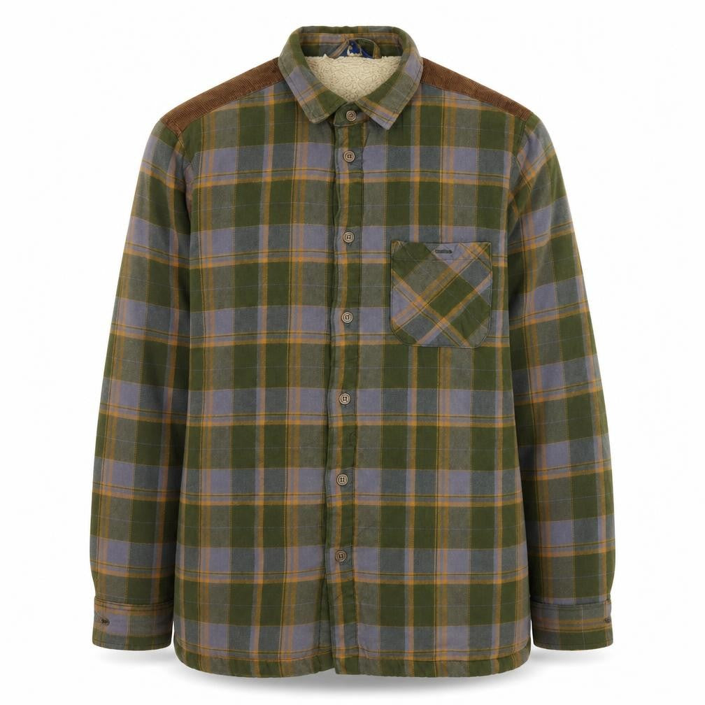 Front view of Cotton Traders Men's Green Check Flannel Lined Jacket M
