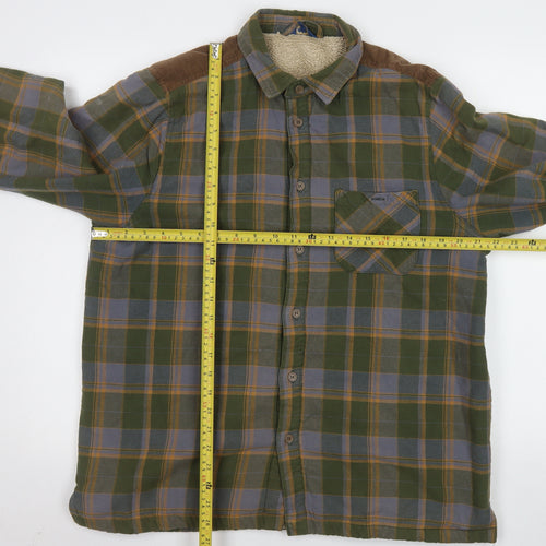 Cotton Traders Men's Green Check Flannel Lined Jacket M