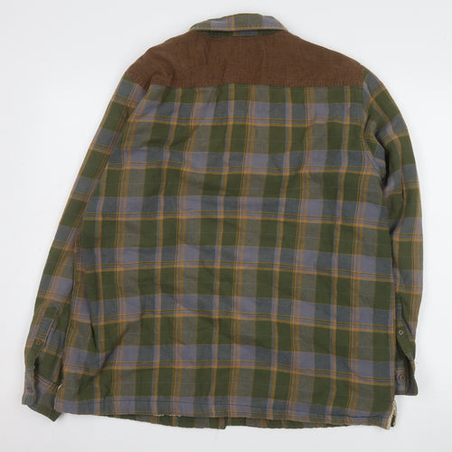 Cotton Traders Men's Green Check Flannel Lined Jacket M