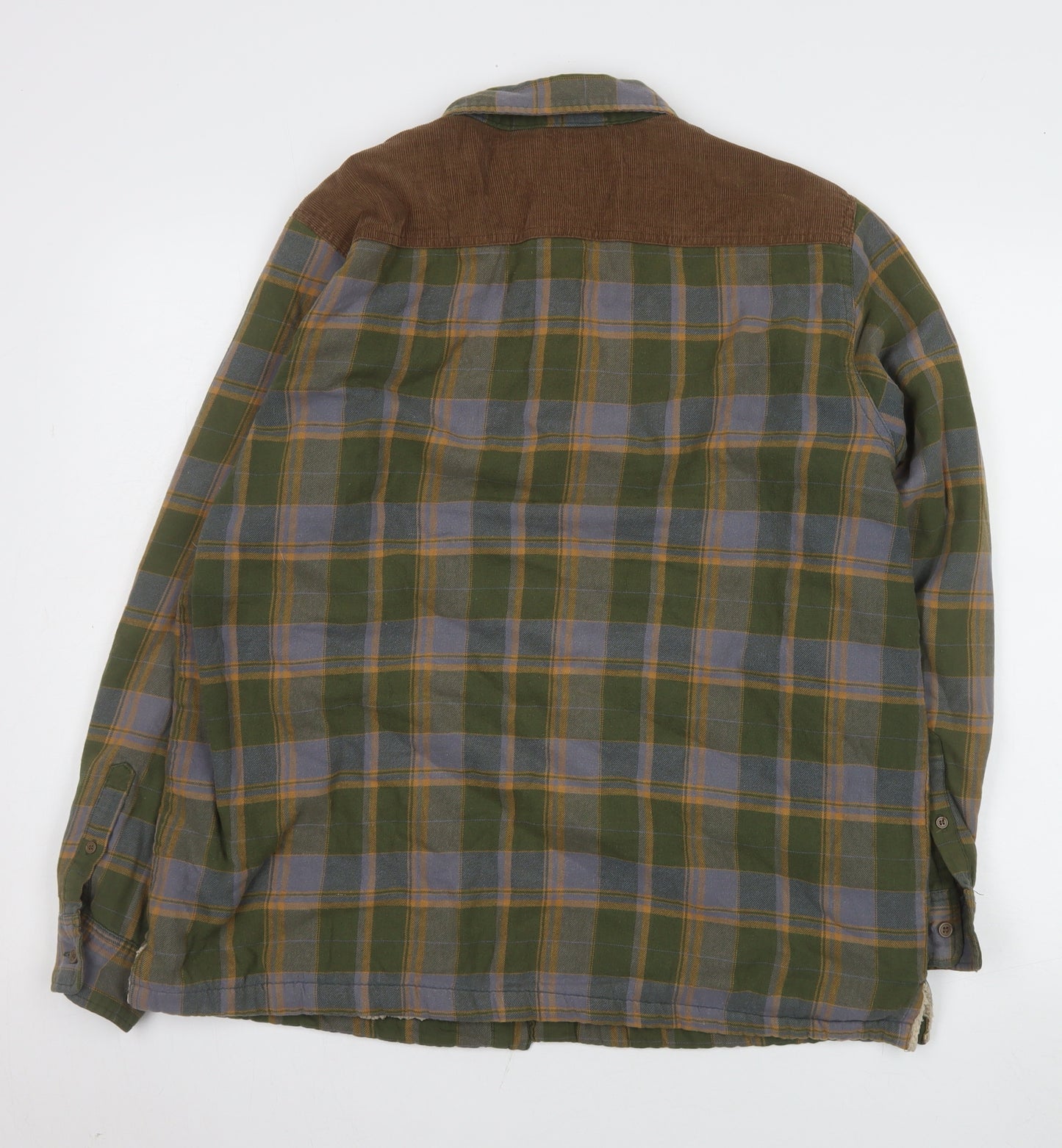 Cotton Traders Men's Green Check Flannel Lined Jacket M