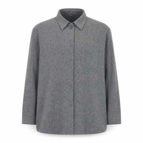 Laura Lebek Women's Grey Wool Blend Long Sleeve Button-Up Shirt Size 14