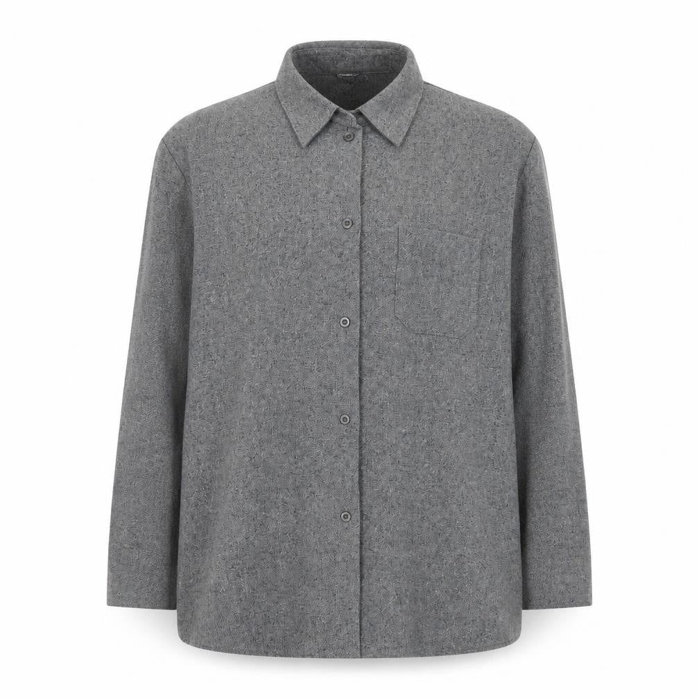 Laura Lebek Women's Grey Wool Blend Long Sleeve Button-Up Shirt Size 14