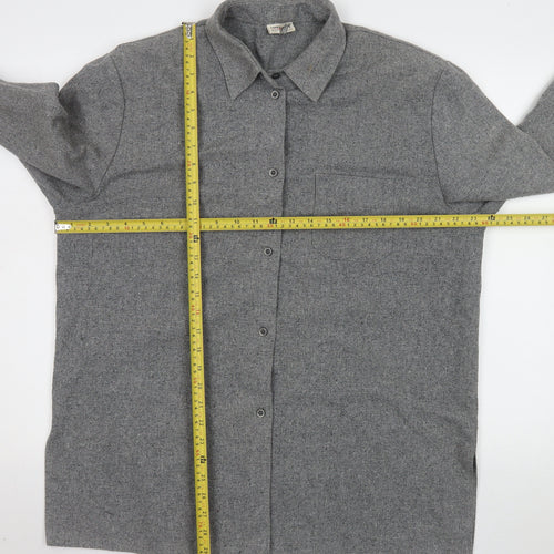 Laura Lebek Women's Grey Wool Blend Long Sleeve Button-Up Shirt Size 14