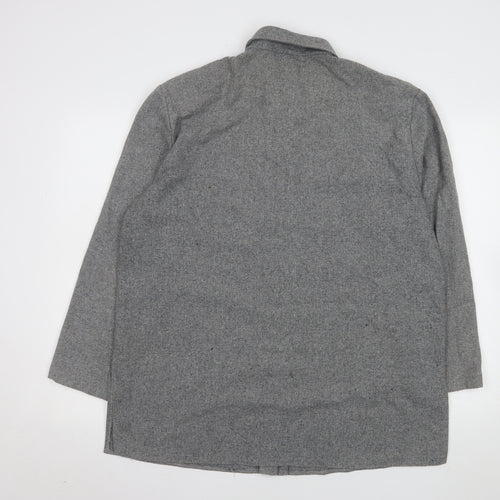Laura Lebek Women's Grey Wool Blend Long Sleeve Button-Up Shirt Size 14