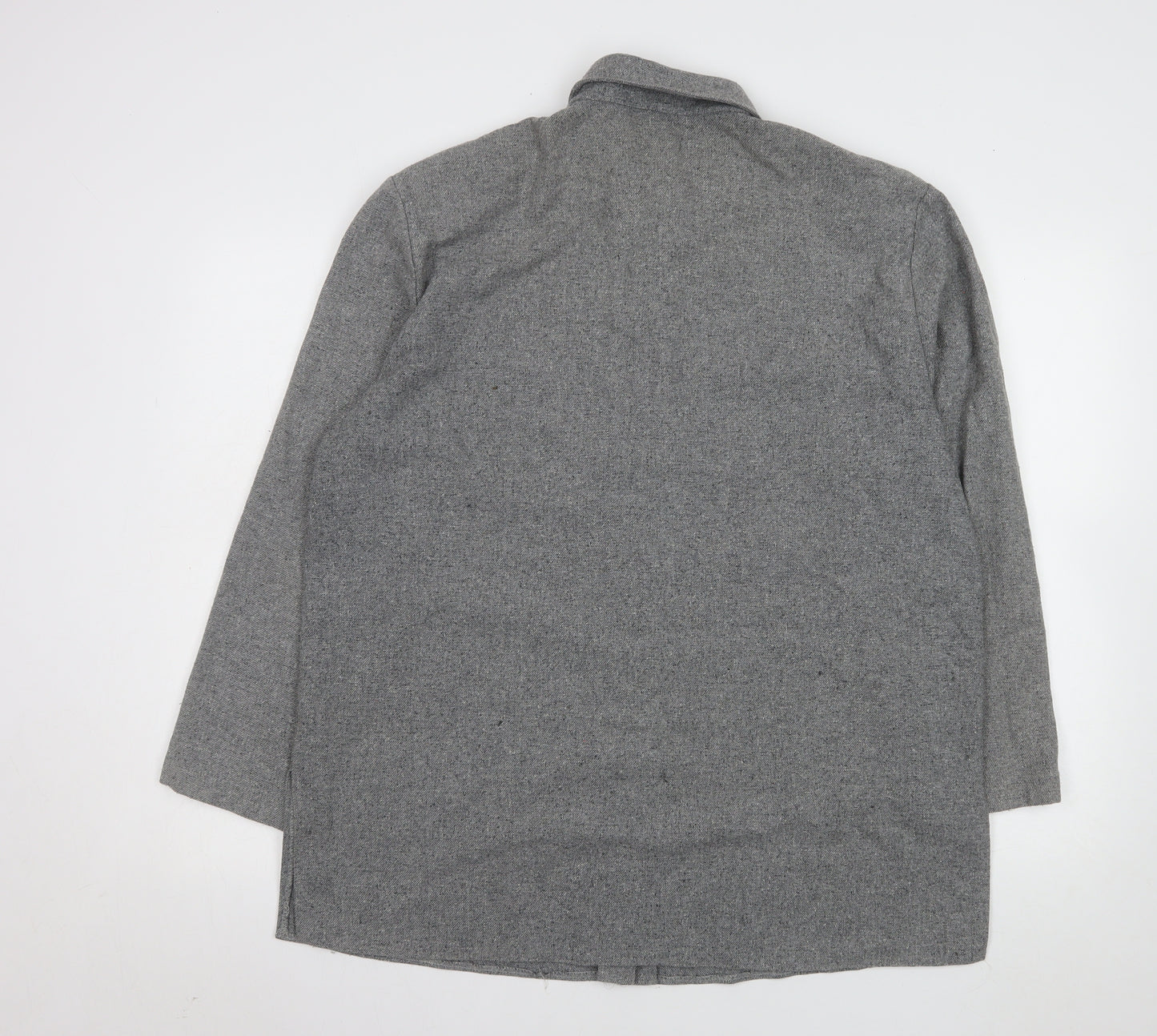 Laura Lebek Women's Grey Wool Blend Long Sleeve Button-Up Shirt Size 14