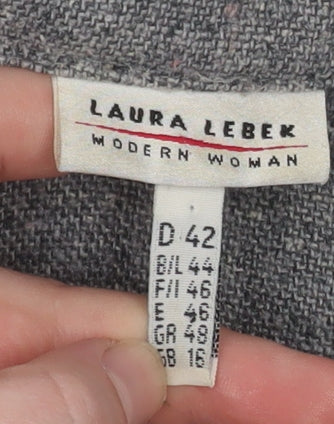 Laura Lebek Women's Grey Wool Blend Long Sleeve Button-Up Shirt Size 14