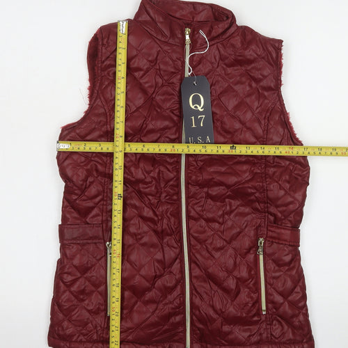 Q17 Womens Red Quilted Sleeveless Waistcoat Size S