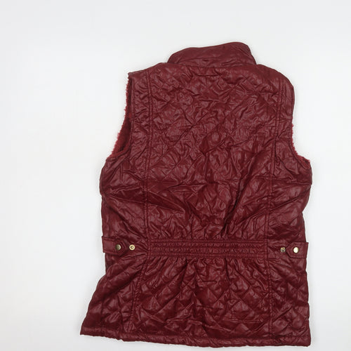 Q17 Womens Red Quilted Sleeveless Waistcoat Size S