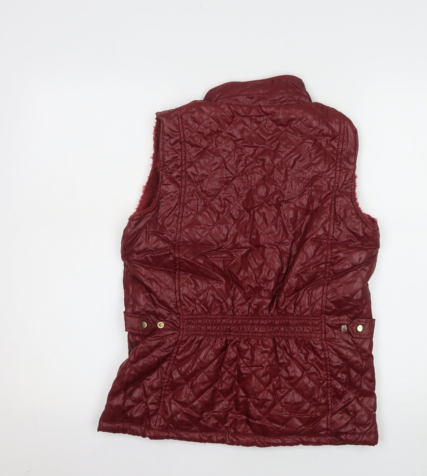 Q17 Womens Red Quilted Sleeveless Waistcoat Size S